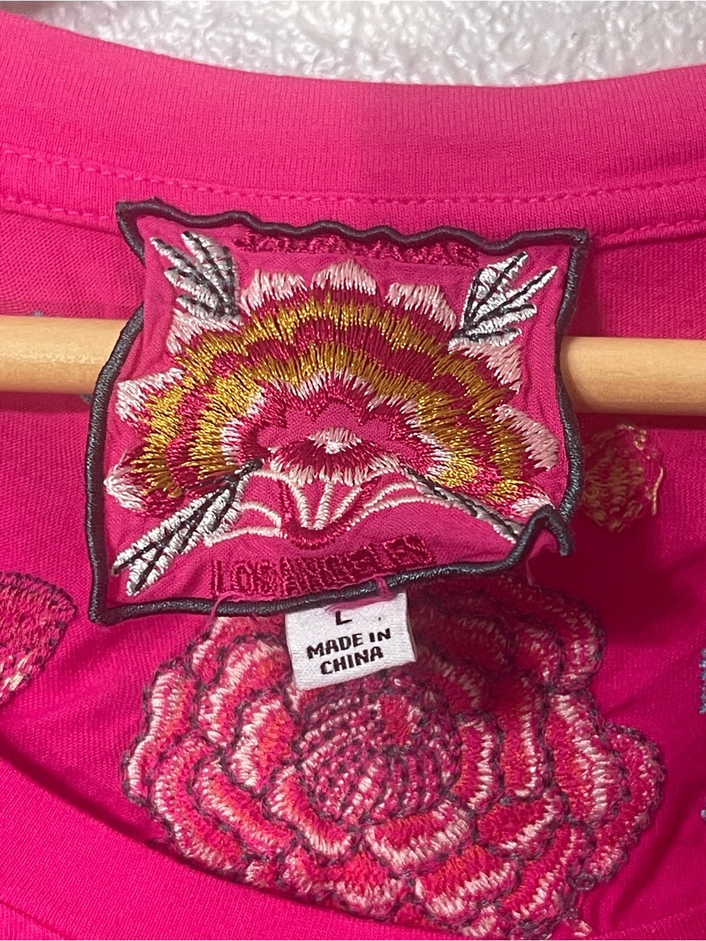 Johnny Was Mariposa Relaxed Tee Pink Embroidered Butterfly Floral - Size L - Picture 3 of 6
